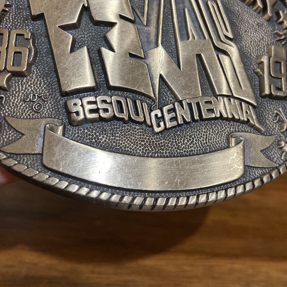 TEXAS 150th Anniversary Sesquicentennial Solid Brass Collector Belt Buckle EUC - Picture 2 of 9